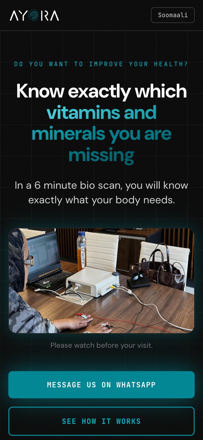 Filsan Aynab, Landing Page, Mobile