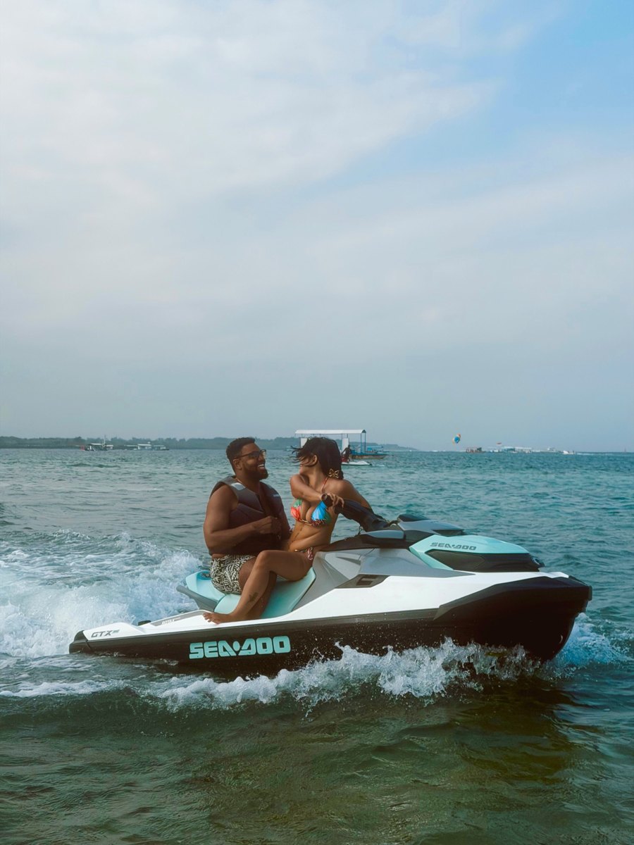 Sunny on a jet ski with a friend